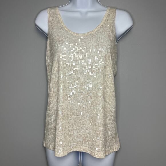 J.Crew Tops - J. Crew Romantic Paisley Ivory Floral Sequin Racer Back Tank Top Sz XS